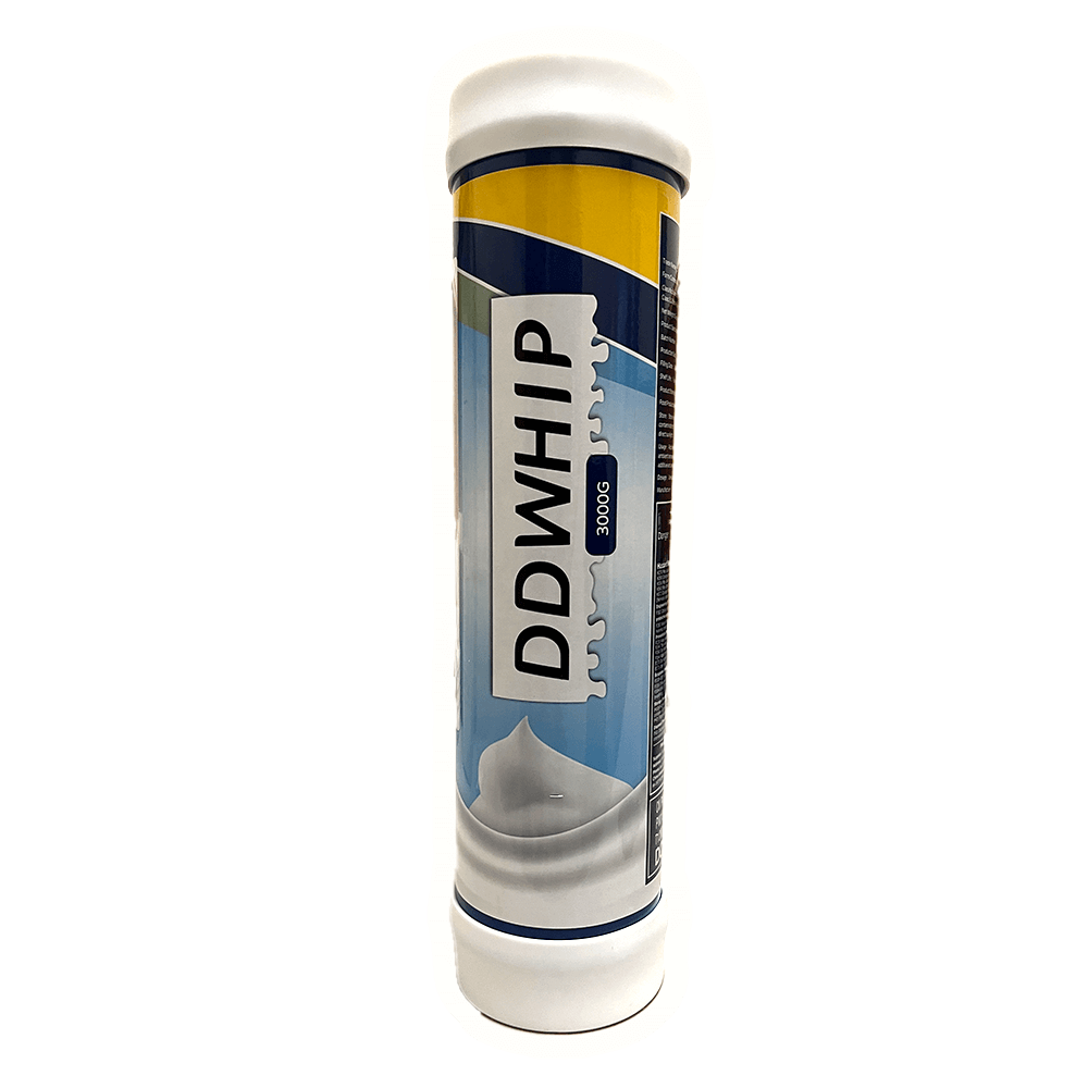 DDWhip Whipped Cream Charger 4.5L with blue and yellow packaging for professional culinary use.