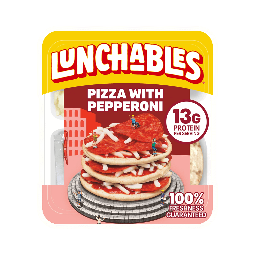 Lunchables Pizza with Pepperoni kids snack kit, 4.3 oz, featuring real ingredients and 13g protein per serving.