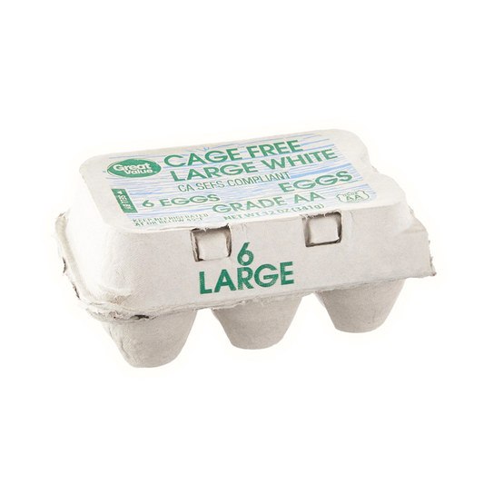 Great Value Cage Free Large White Eggs, 6 Count