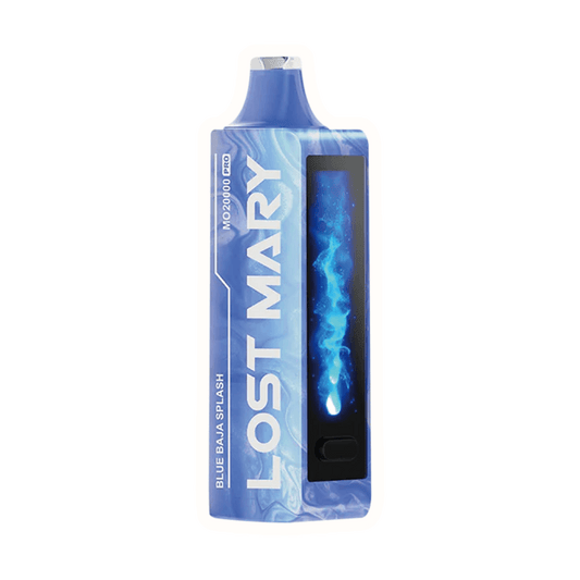 Lost Mary MO20000 Pro disposable vape in Blue Baja Splash flavor with sleek design for intense vaping.