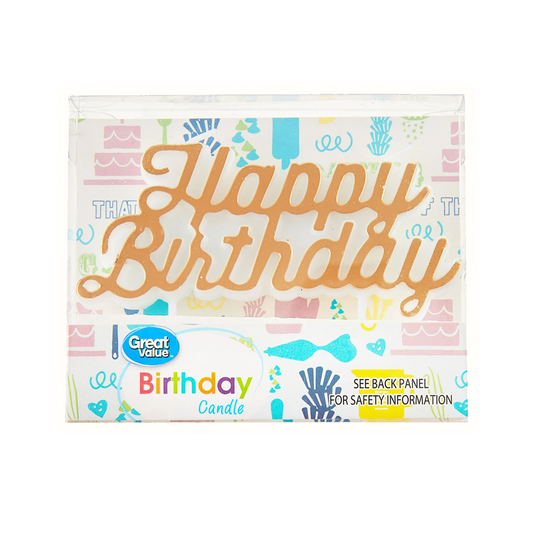 Great Value Birthday Candle, Happy Birthday, Gold