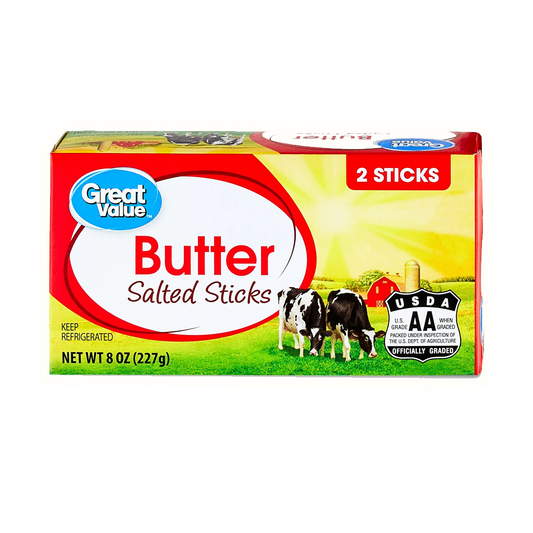 Great Value Salted Butter Sticks, 8 oz, 2 Sticks