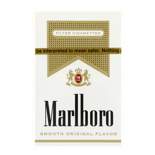 Marlboro Gold cigarette pack featuring iconic gold design, known for its smooth and mellow flavor.
