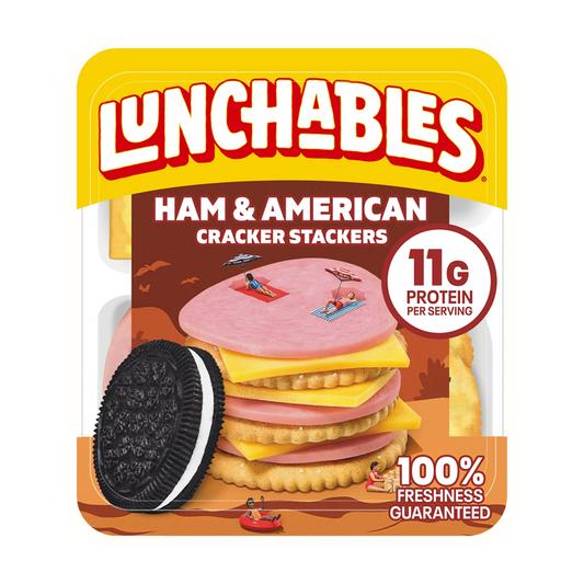 Lunchables Ham & American Cheese Cracker Stackers Kids Lunch Snack, 3.2 oz Tray