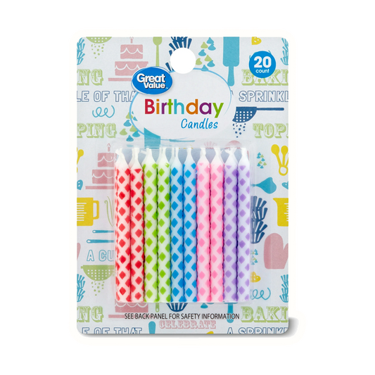 Great Value Celebration Polka Dot Birthday Candles, Assorted Colors, 20 Count