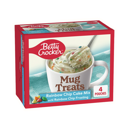 Betty Crocker Mug Treats Rainbow Chip Cake Mix with Frosting, 4 Servings, 13.9 oz.