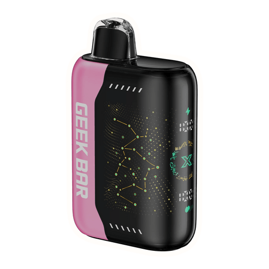 Geek Bar Pulse X disposable vape in black and pink featuring bold design and tech for intense flavor satisfaction.