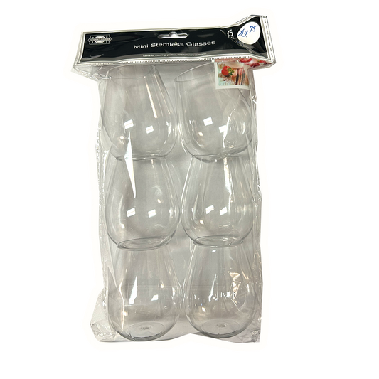 6-Piece Stemless Plastic Wine Glass Set – Shatterproof, Reusable Drinkware for Indoor & Outdoor Use