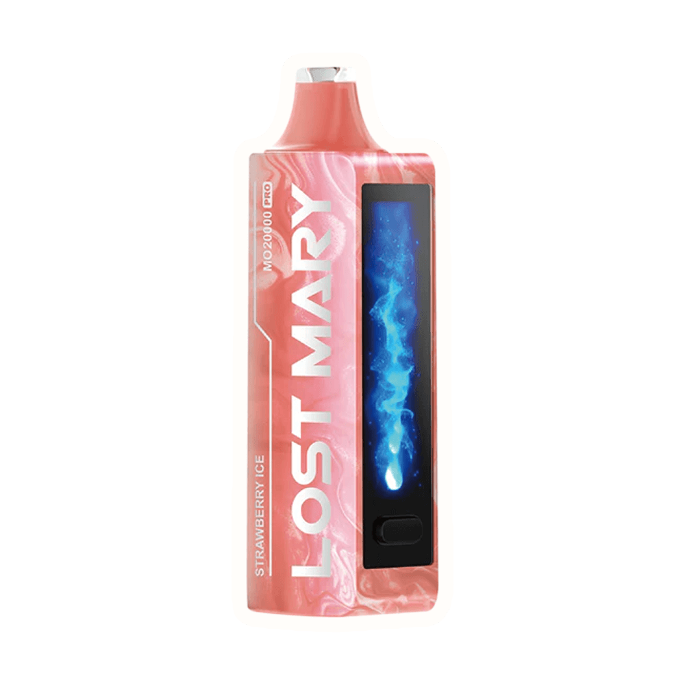 Lost Mary MO20000 Pro disposable vape in Strawberry Ice flavor with modern design and vibrant packaging.